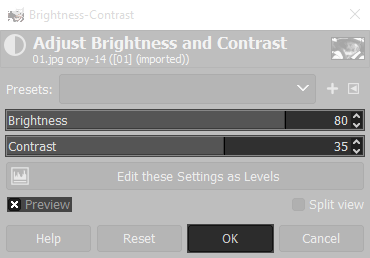 reduce contrast and increase brightness