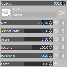 Gimp brush sliders