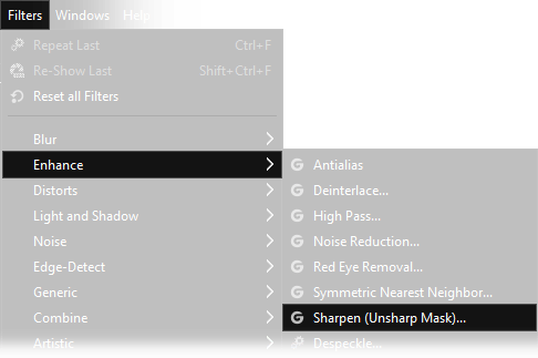 gimp sharpen image