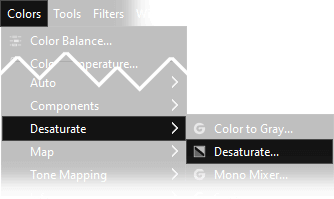 Gimp's desaturate colors