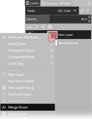 Gimp's merge layer