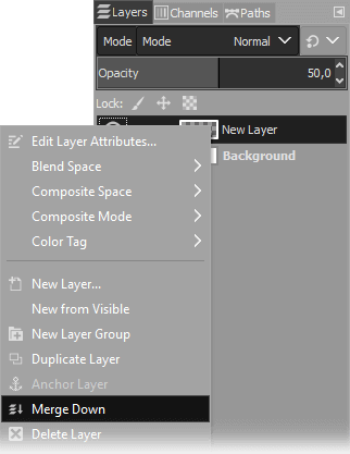 Gimp's merge layer