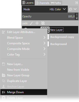 Gimp's merge layer