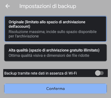 Impostare la qualita