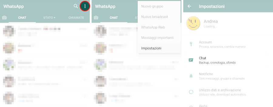 Impostare backup whatsapp