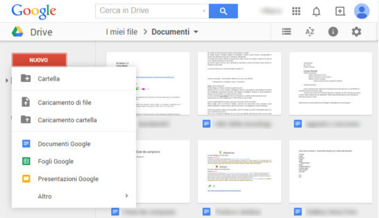 schermata di Google Drive