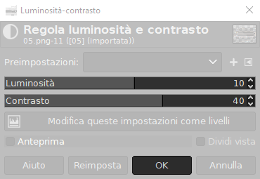 Regolare luminostia e contrato