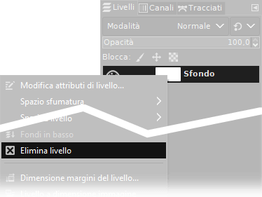 Tasto destro, elimina livello con Gimp