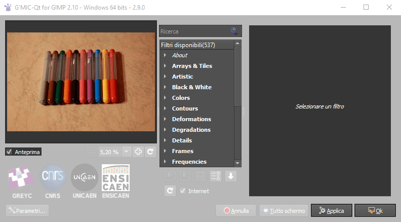Interfaccia Gmic